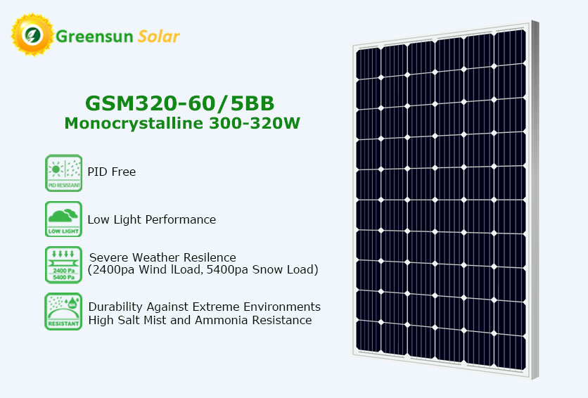 bảng điều khiển năng lượng mặt trời perc mono 300w 305w 320w