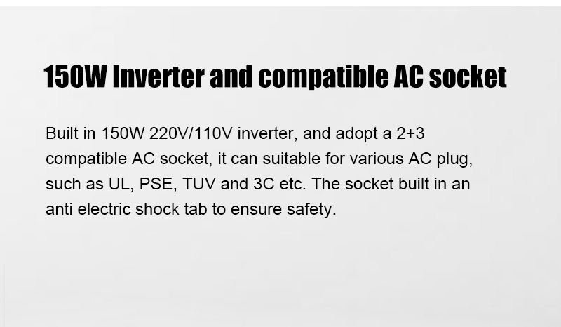 Biến tần 150W và ổ cắm AC tương thích