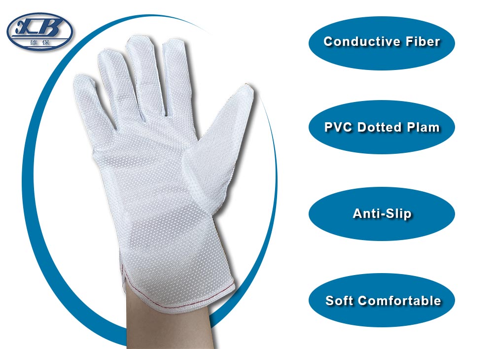 Găng tay sợi carbon ESD Găng tay chấm bàn tay PVC