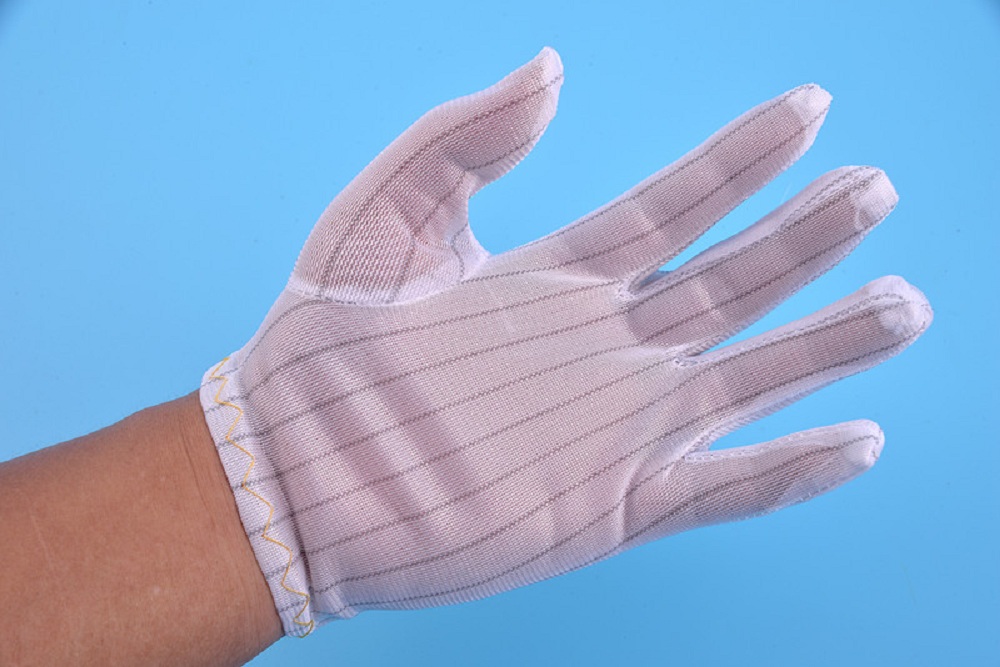 Găng tay sọc ESD chống tĩnh điện Polyester cho phòng sạch
