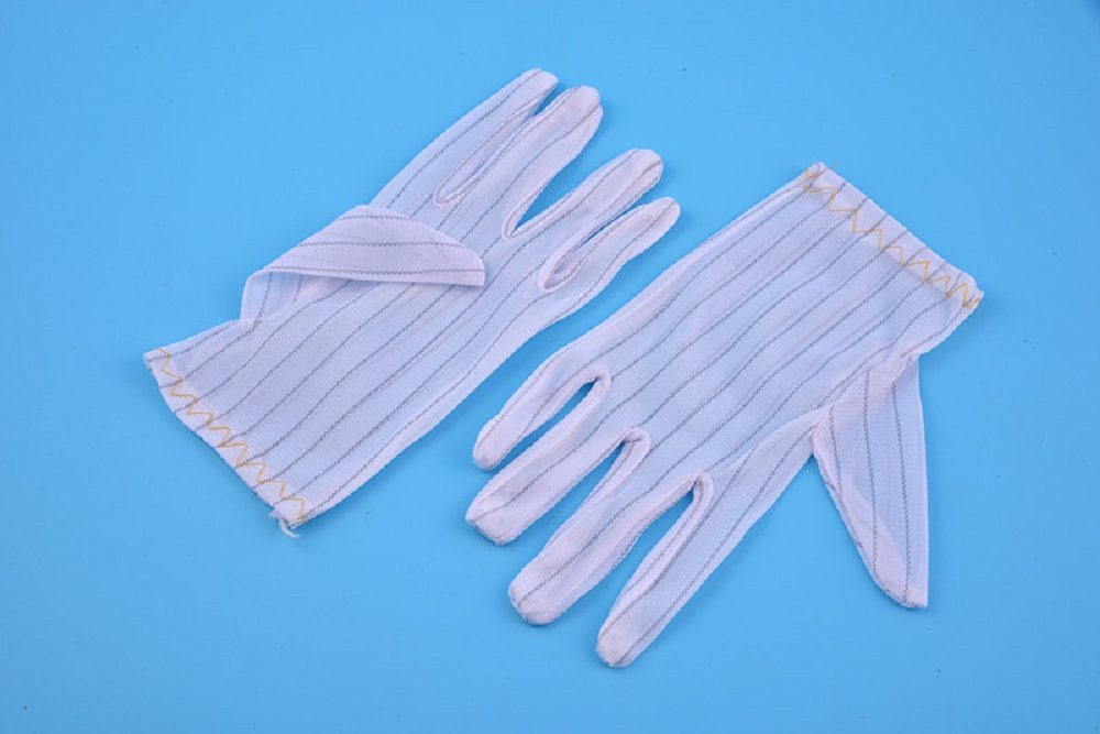 Găng tay sọc ESD chống tĩnh điện Polyester cho phòng sạch