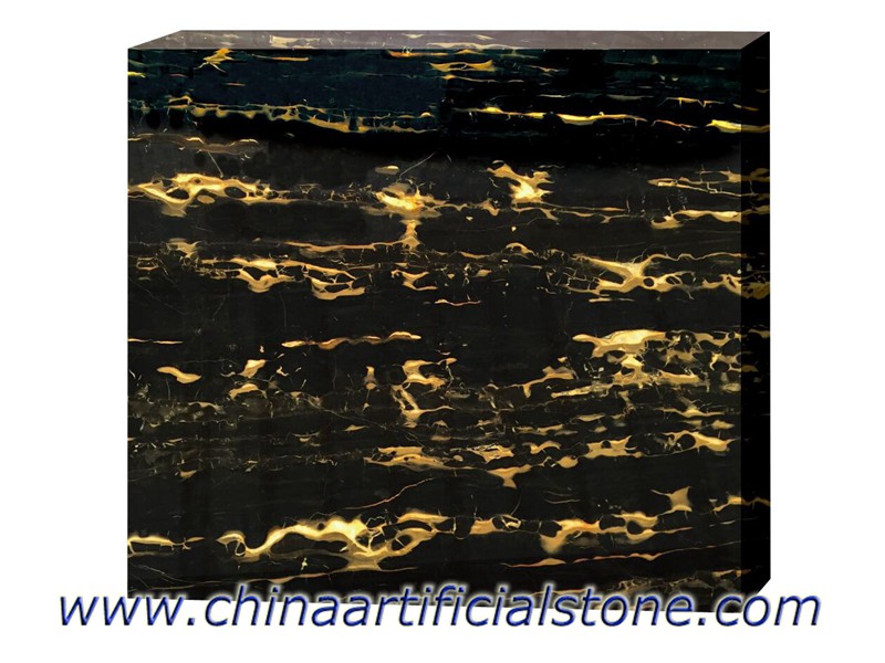 Trung Quốc Nero Portoro đen với tấm và gạch lát đá cẩm thạch vàng
