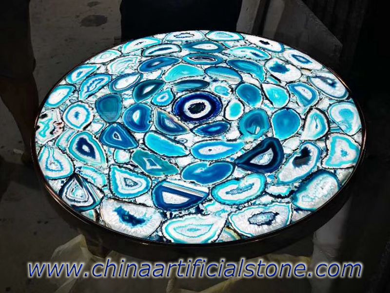 Mặt bàn cà phê bên màu xanh Agate
