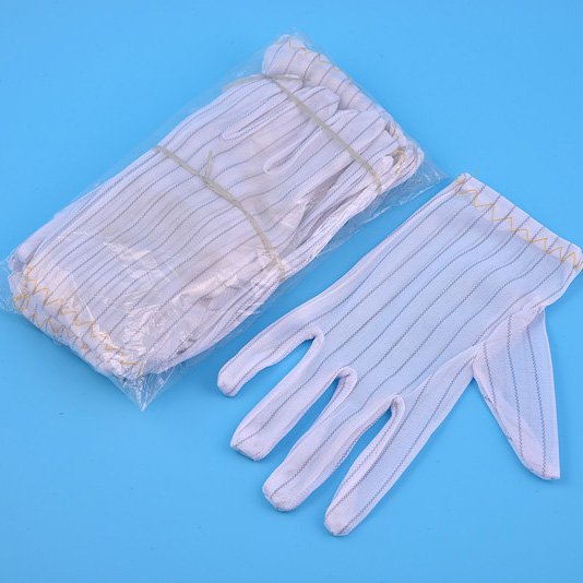 Găng tay sọc ESD chống tĩnh điện Polyester cho phòng sạch
