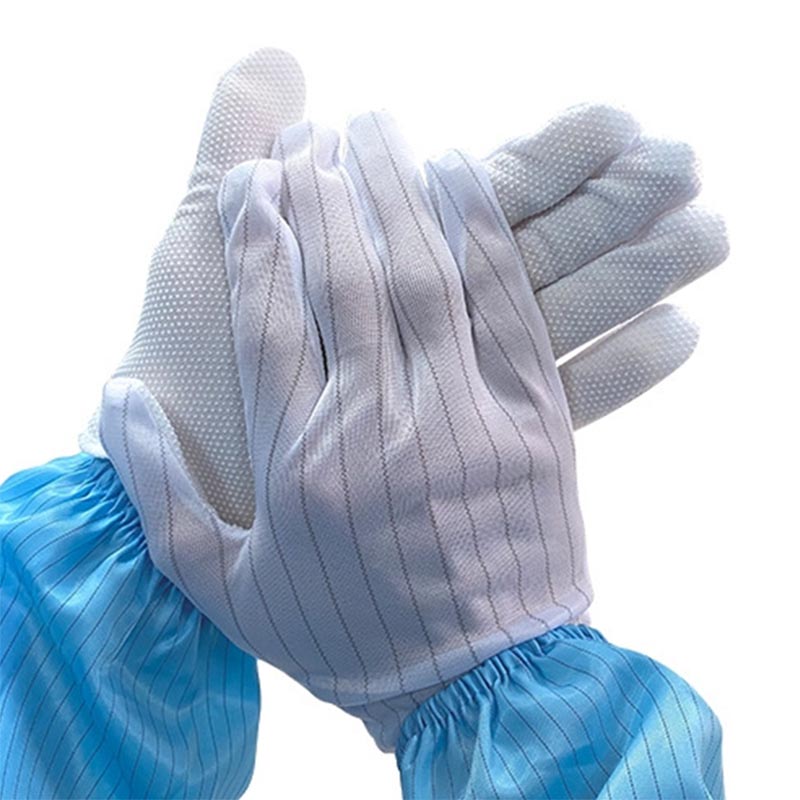 Găng tay chấm ESD với sợi dẫn điện bằng vải polyester
