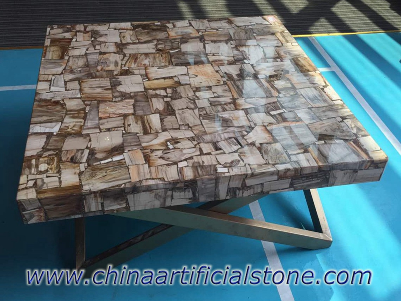 Mặt bàn cà phê bằng gỗ hóa đá
