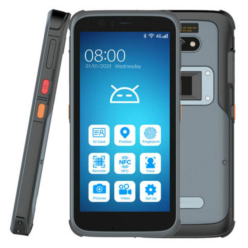 IP68 Kích thước bỏ túi Thu thập dữ liệu chính phủ 4G Android Thiết bị đầu cuối RFID PDA sinh trắc học
