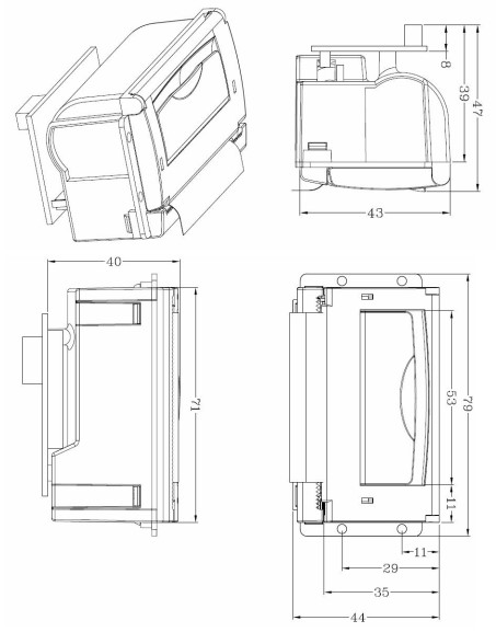 Bố cục máy in nhiệt bảng YCP-8