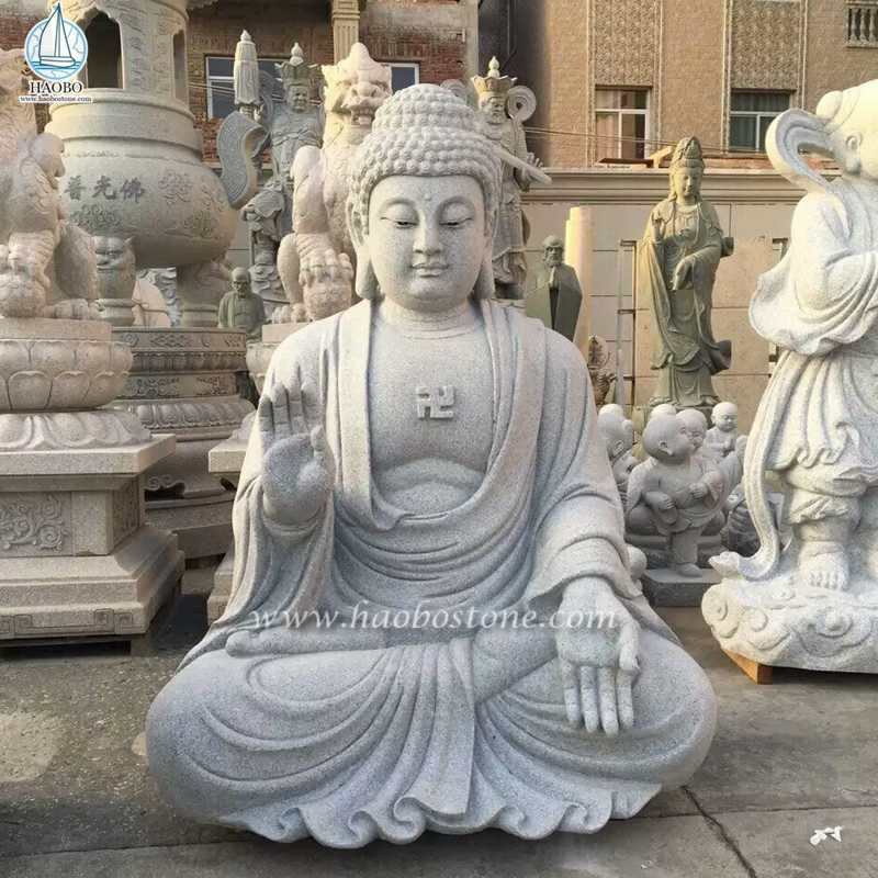 Tượng Phật Gautam bằng đá tự nhiên bằng đá Granite xám
