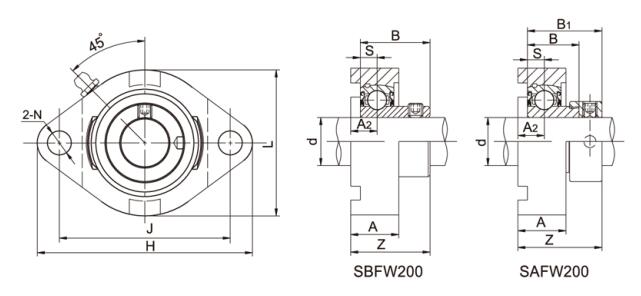 SBFW207 Bộ mặt bích 2 bu lông