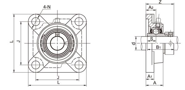 Vỏ mặt bích 4 bu lông NAFS210