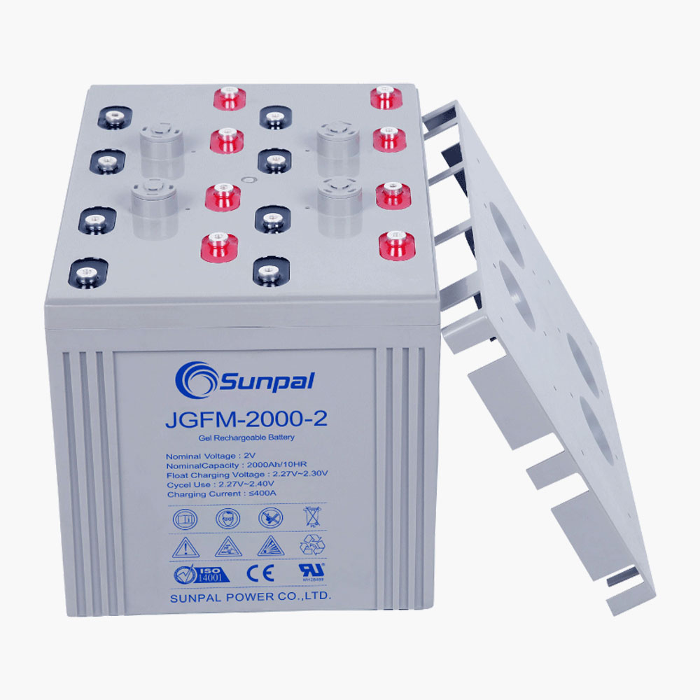 Sunpal 2V 2000Ah Bảo trì Gel axit chì miễn phí Pin có thể sạc lại cho hệ thống lưu trữ năng lượng mặt trời
