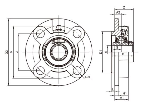 Vỏ mang hộp mực mặt bích UCFCS209