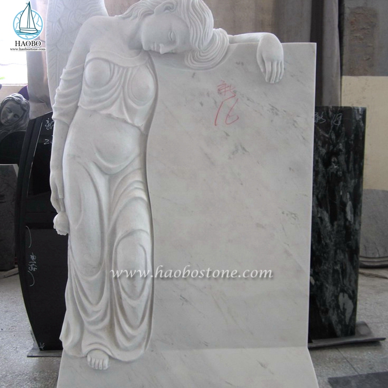 Bia mộ chạm khắc Thiên thần bằng đá cẩm thạch trắng Trung Quốc
