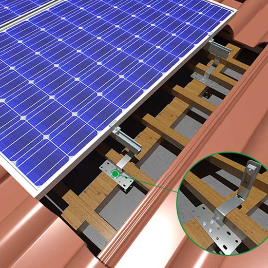 Hệ thống kết cấu lắp đặt bảng điều khiển năng lượng mặt trời mái ngói
