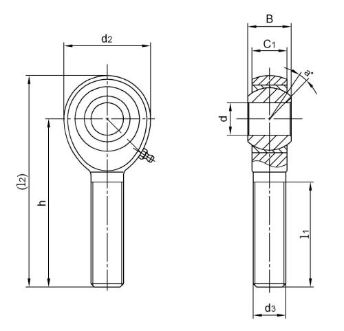 Vòng bi kết thúc bằng thép JMX12T