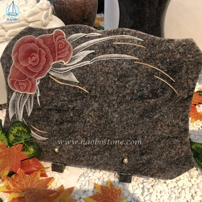 Paradiso Granite Flower Etching Plaque
