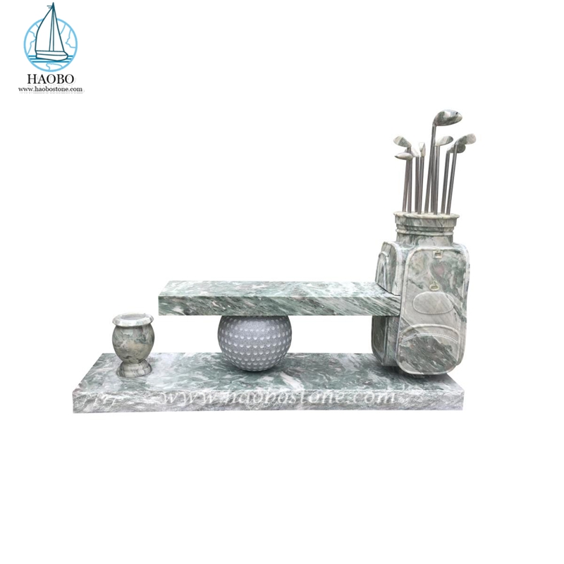 Màu xanh lá cây Granite nghệ thuật chơi gôn Ba lô chạm khắc băng ghế kỷ niệm
