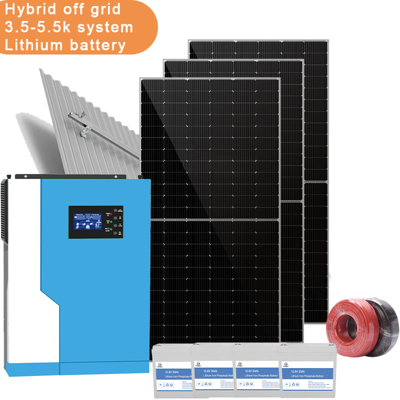 5.5KW Hệ thống không nối lưới năng lượng mặt trời Bộ dụng cụ năng lượng mặt trời Tự làm hỗn hợp năng lượng mặt trời Hệ thống máy phát điện năng lượng mặt trời
