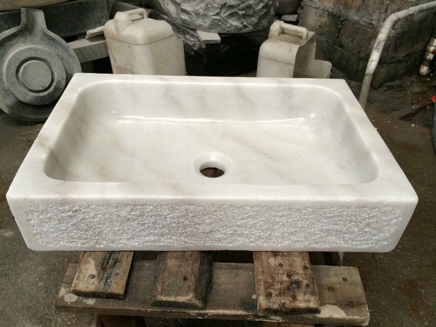 bồn rửa bằng đá cẩm thạch trắng bồn rửa hình vuông
