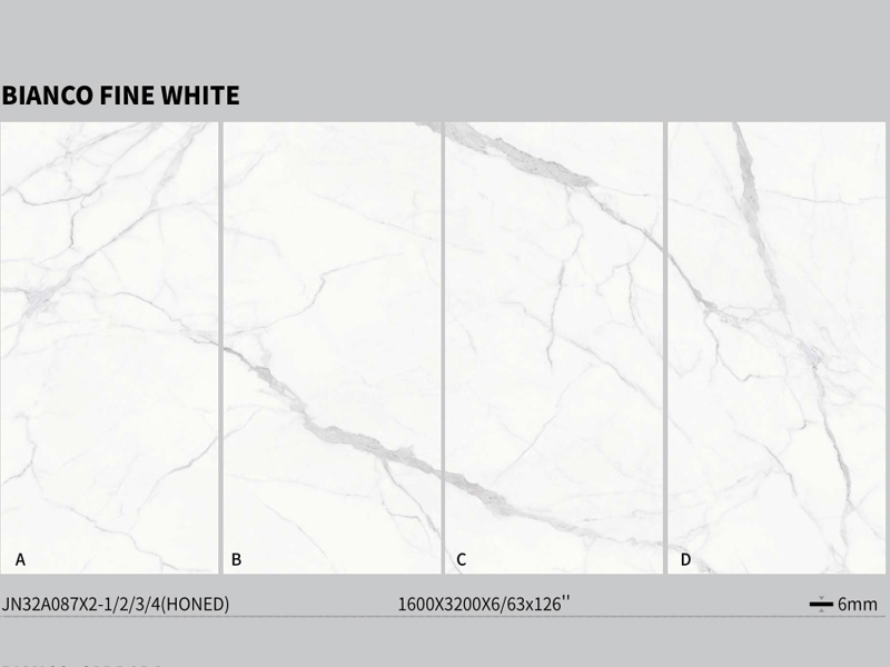 Gạch ốp tường bằng đá thiêu kết được thiết kế kỹ thuật trắng Bianco
