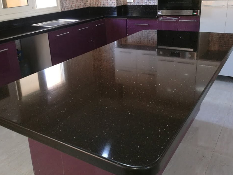 Giá xuất xưởng Mặt bàn bếp bằng gạch Granite màu đen Galaxy
