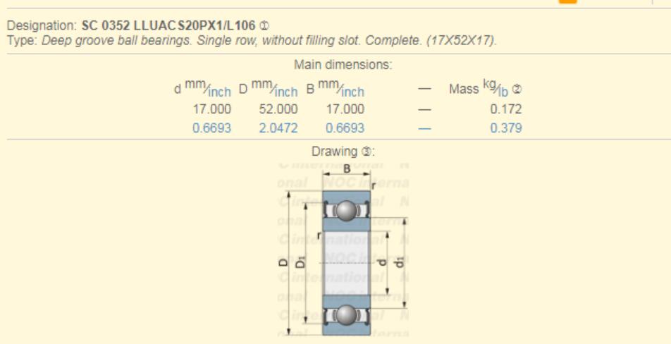 Vòng bi B17-99DDW Bản vẽ