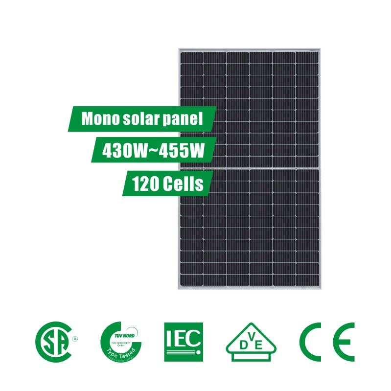 7 inch 120 tế bào (430 ~ 455W) Bảng điều khiển năng lượng mặt trời cắt một nửa PERC
