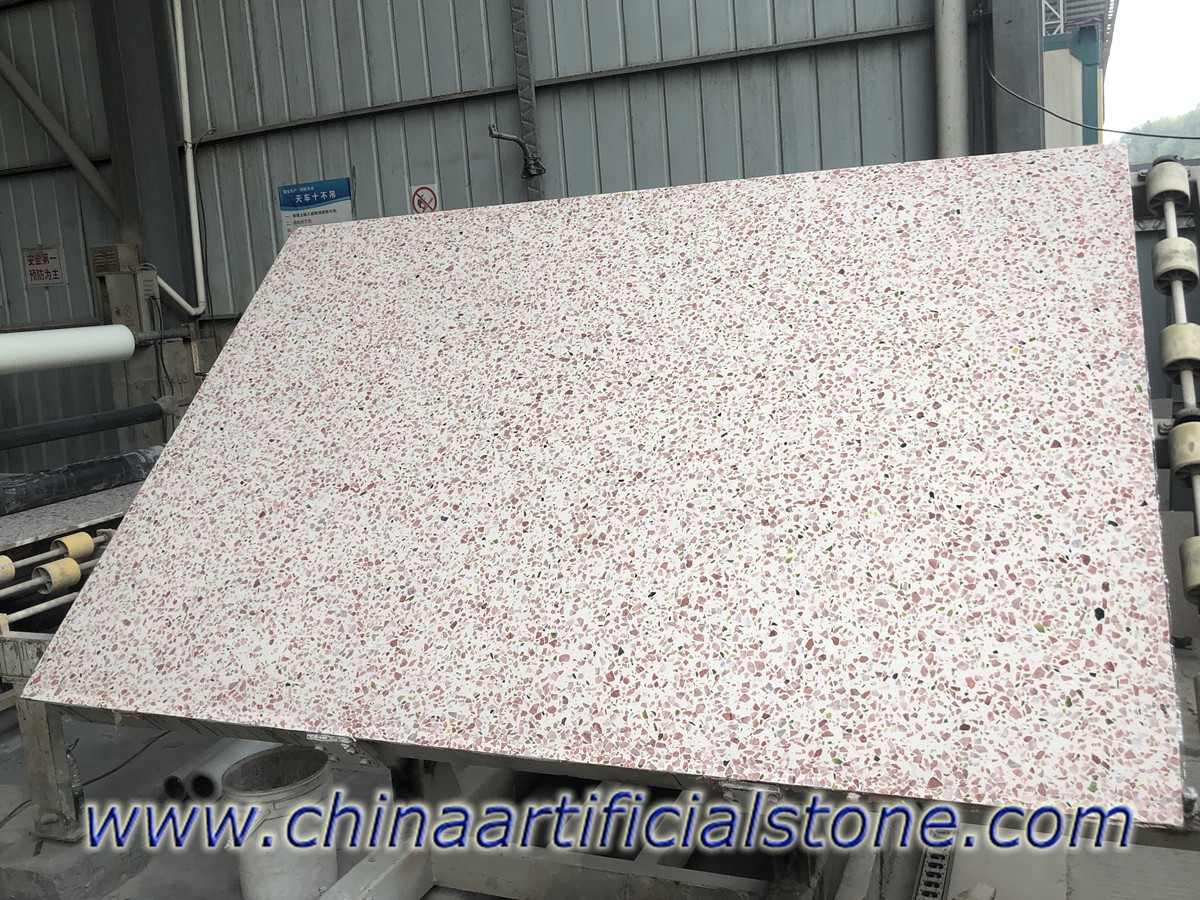Tấm Terrazzo màu hồng Trung Quốc 2700x1800x18mm
