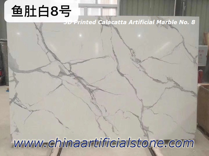 Tấm đá cẩm thạch nhân tạo trắng Calacatta in 3D
