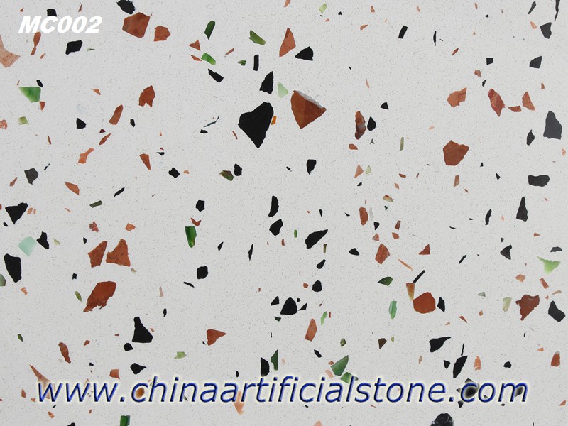 Tấm lát gạch Terrazzo trắng với đá cẩm thạch đen tổng hợp
