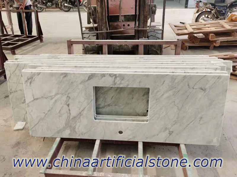 Carrara đá cẩm thạch trắng Nanoglass Vanity Tops