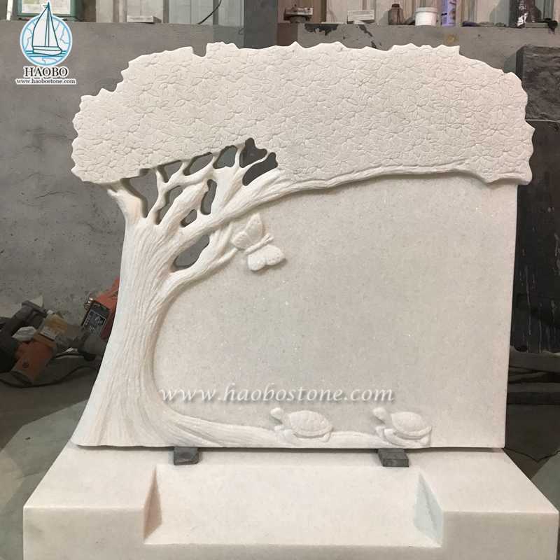 Bia mộ chạm khắc cây cẩm thạch trắng Han
