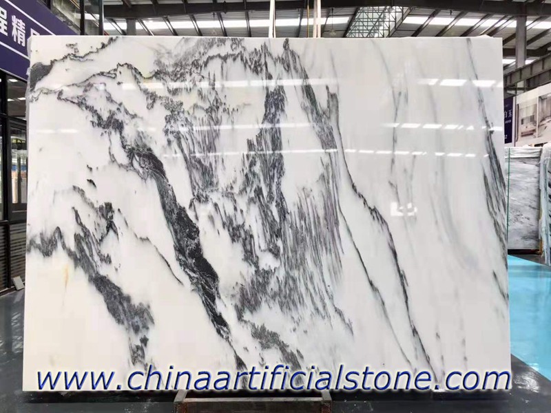 Tấm đá cẩm thạch trắng mực trắng của Trung Quốc có vân đen
