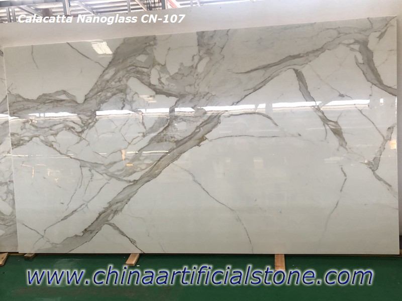 Tấm đá cẩm thạch trắng Nano Calacatta của Trung Quốc CN107
