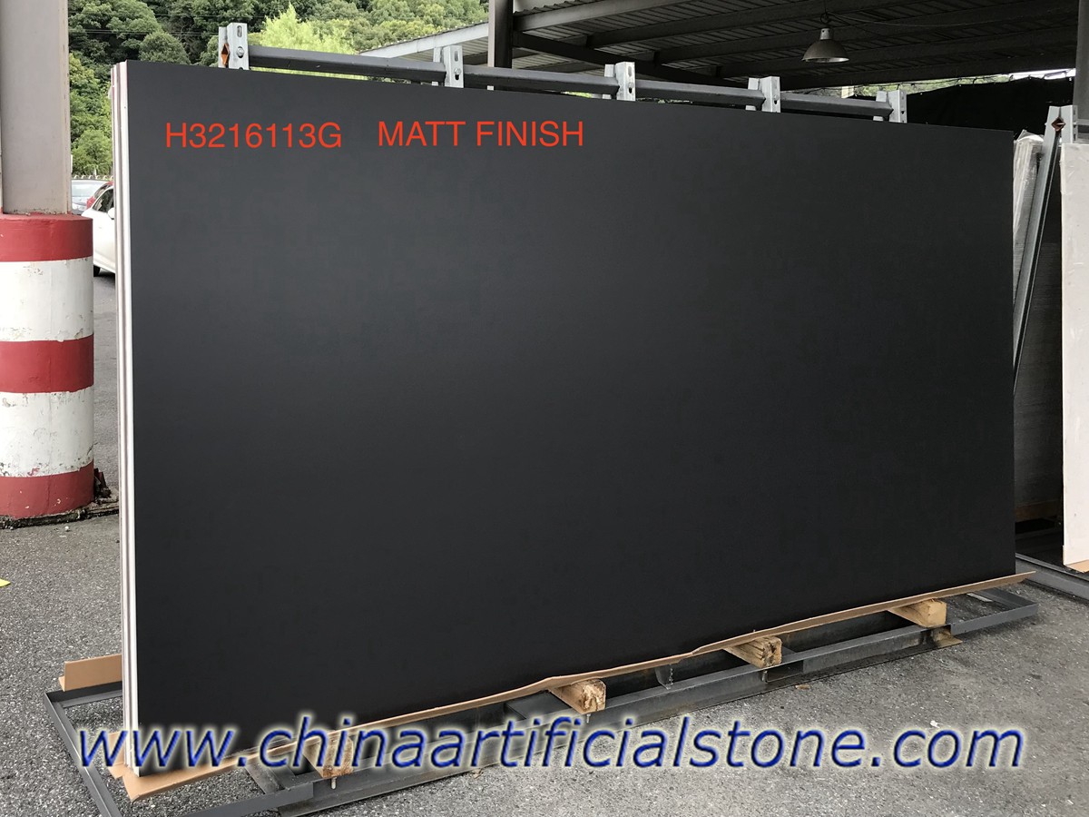 Tấm sứ bằng đá thiêu kết màu đen tinh khiết 3200x1600mm Matt
