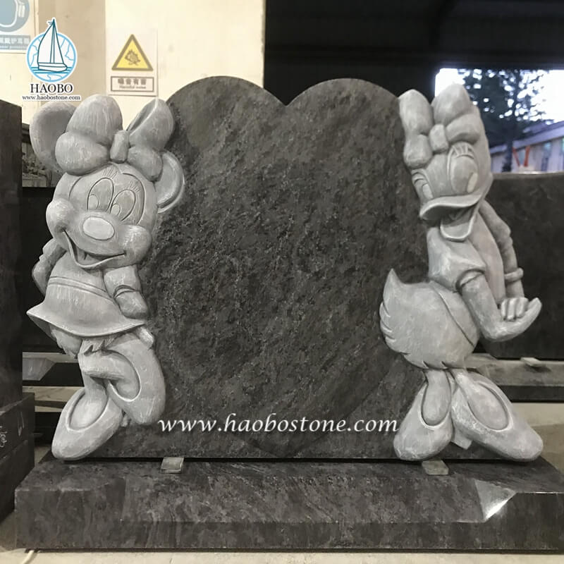 Baham Blue Granite Cartoon Mouse Minnie với Daisy Duck Tombstone
