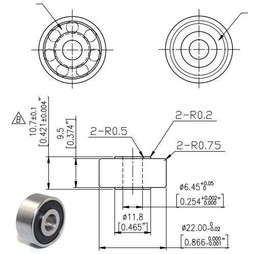 Kích thước ổ trục 608