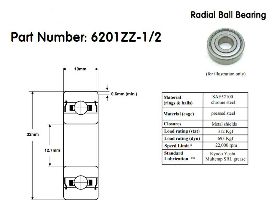 6201-ZZ-1/2 BEARINGS